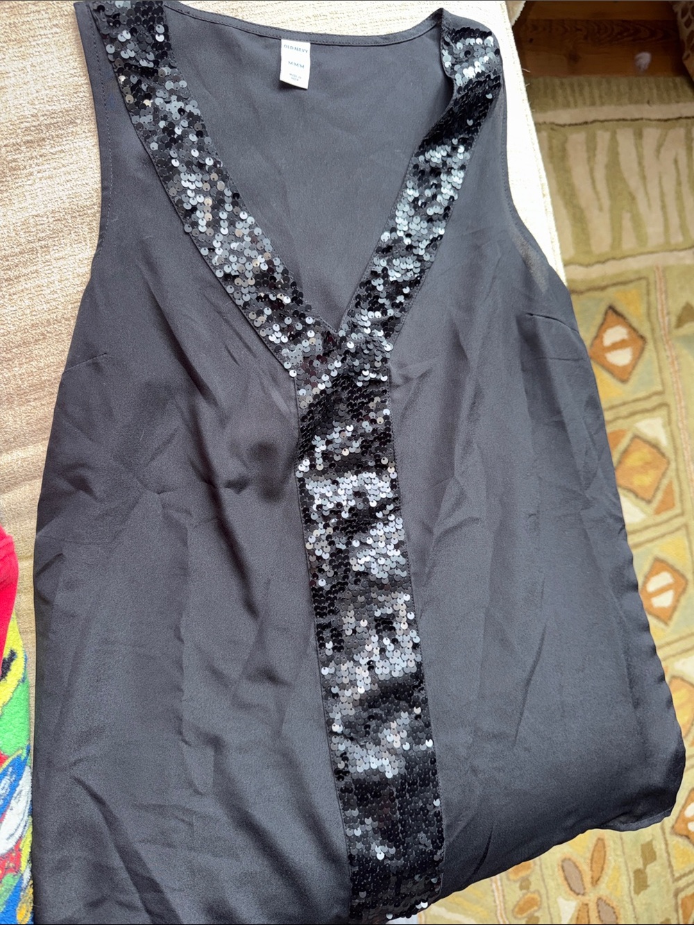 Old Navy Black Sequin V-Neck Camisole
